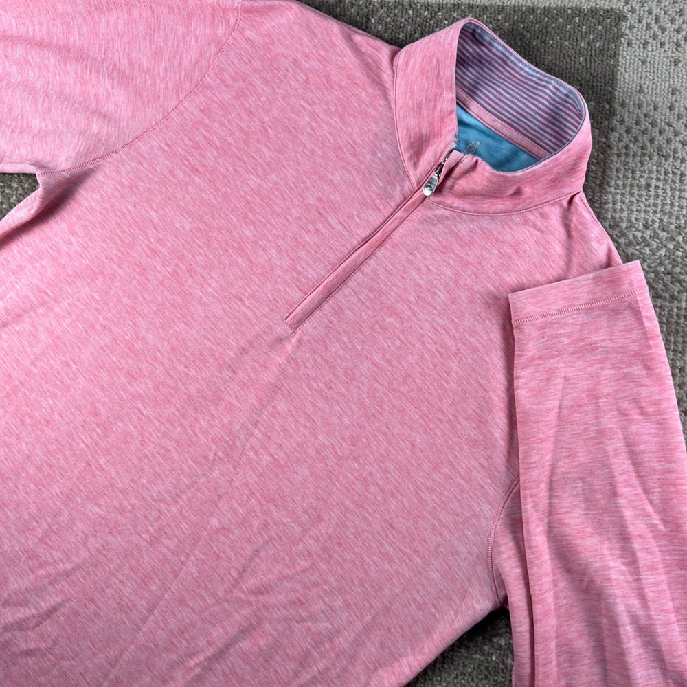 johnnie-O Mens Pink Heathered 1/4 Zip Pullover Size M Performance Tencel Modal